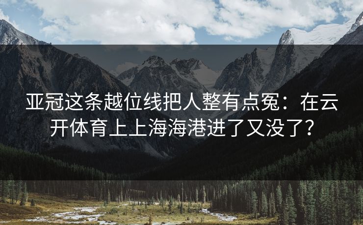 亚冠这条越位线把人整有点冤：在云开体育上上海海港进了又没了？