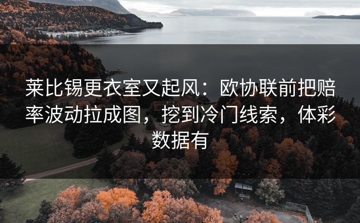 莱比锡更衣室又起风：欧协联前把赔率波动拉成图，挖到冷门线索，体彩数据有
